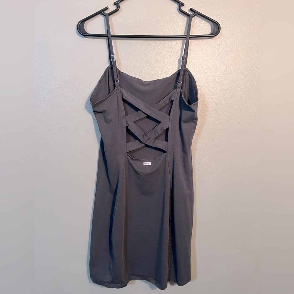 RVCA Slate Grey Cotton Crossback Dress Size Medium